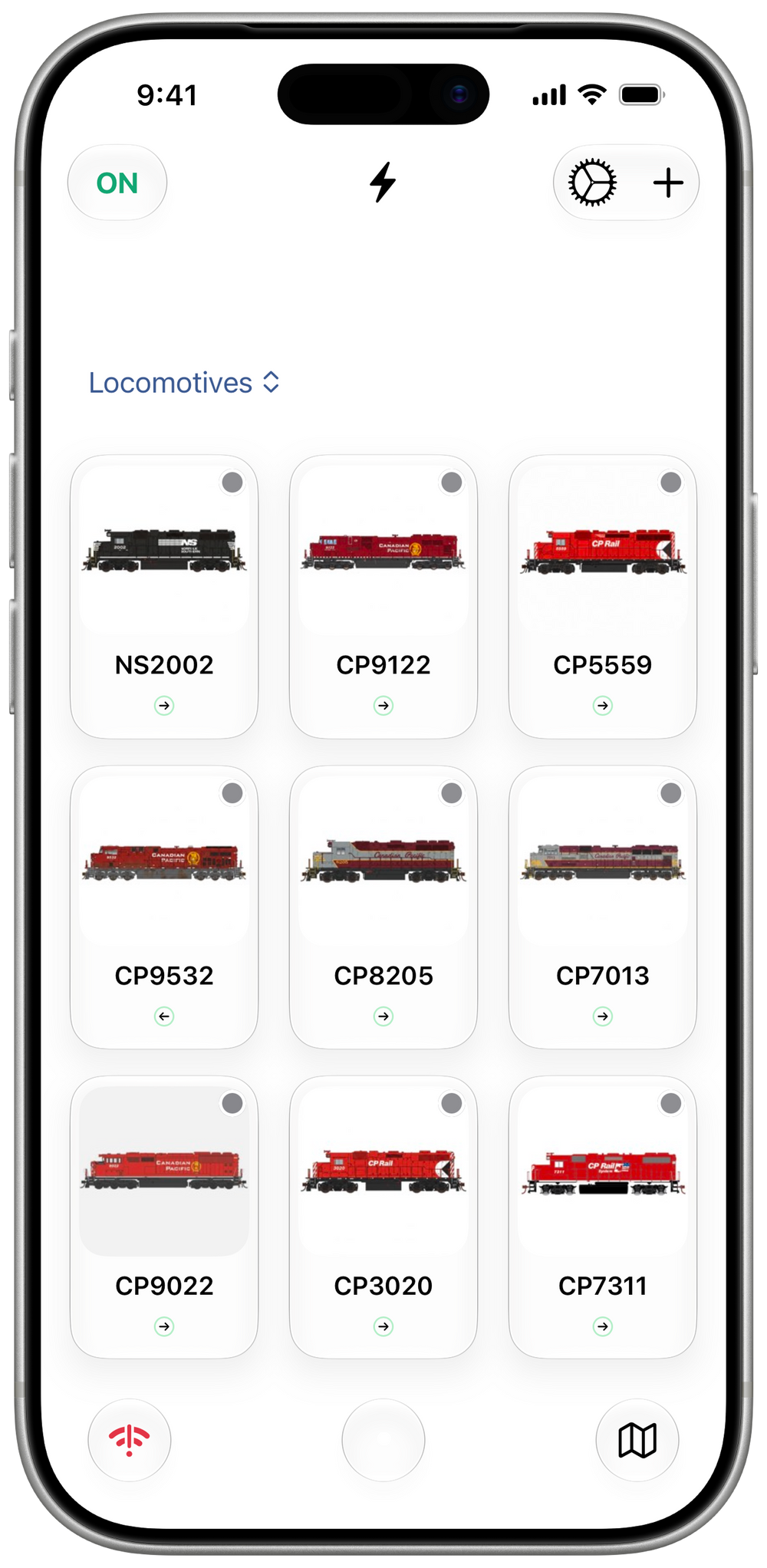 Ecran de controle d'une locomotive
